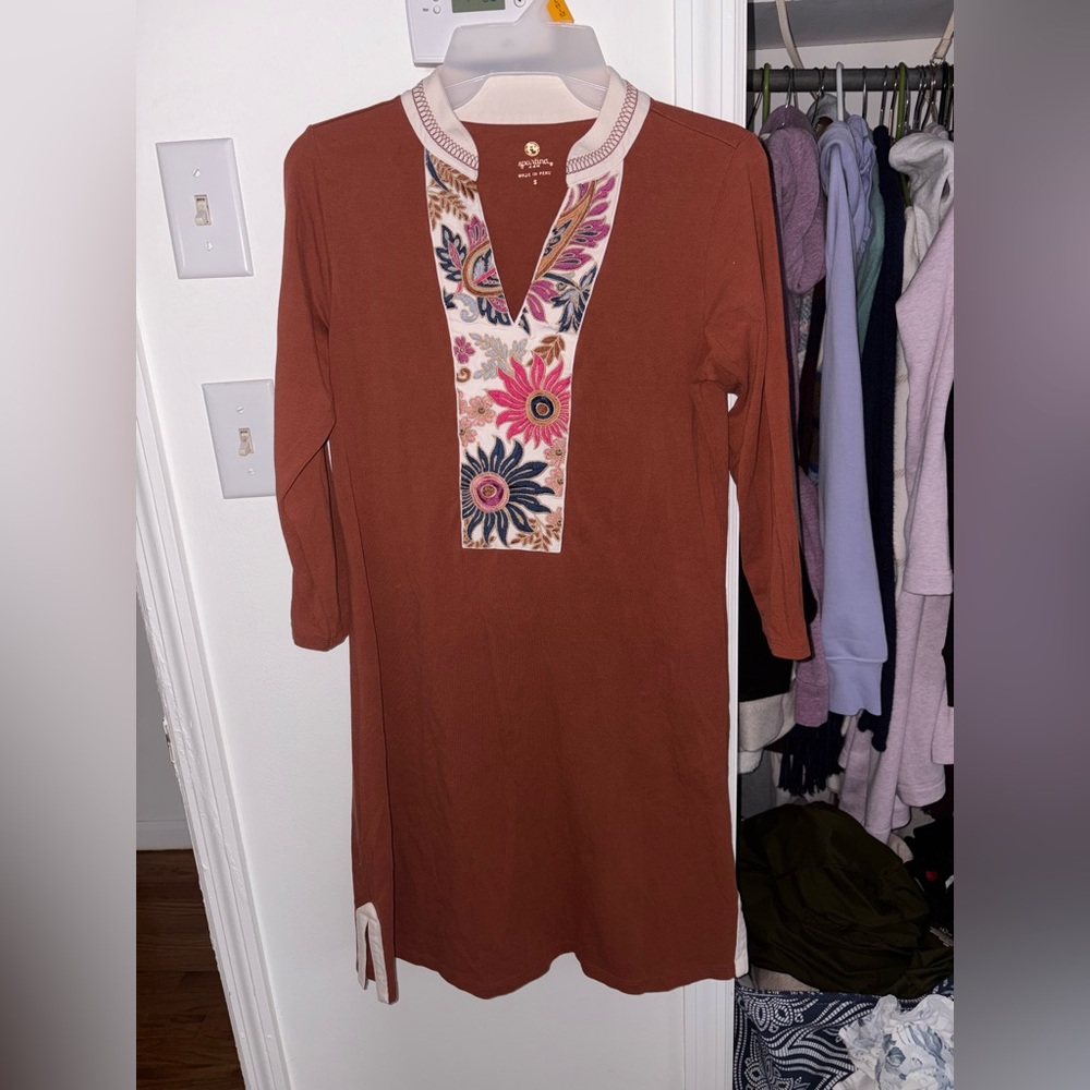 Spartina 449 Dress w/ Floral Embroidery